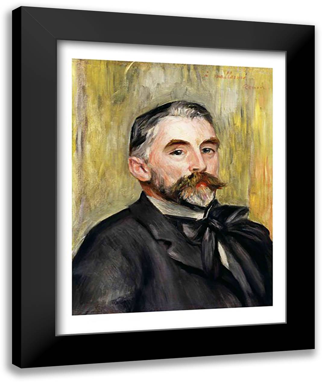 Portrait of Stephane Mallarme 22x28 Black Modern Wood Framed Art Print Poster by Renoir, Pierre-Auguste