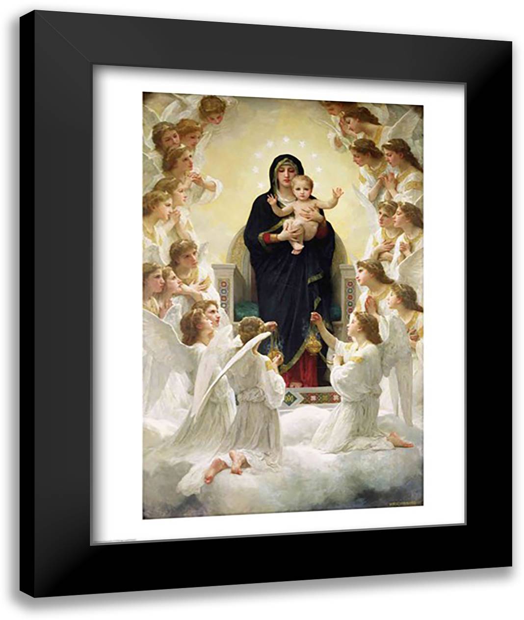 The Virgin with Angels, 1900 22x28 Black Modern Wood Framed Art Print Poster by Bouguereau, William Adolphe
