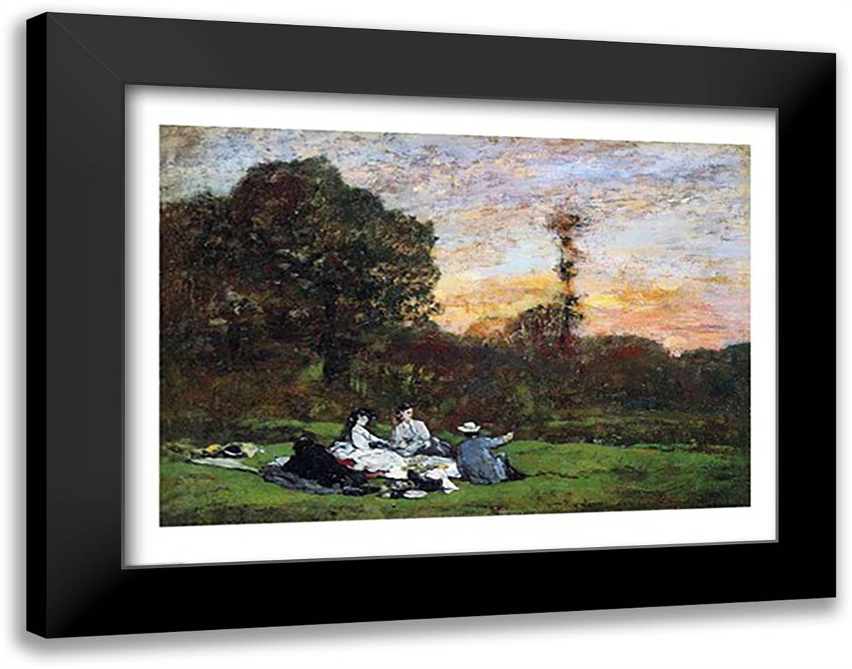 The Pardon of Sainte-Anne-La-Palud, Brittany, 1858 28x22 Black Modern Wood Framed Art Print Poster by Boudin, Eugene Louis