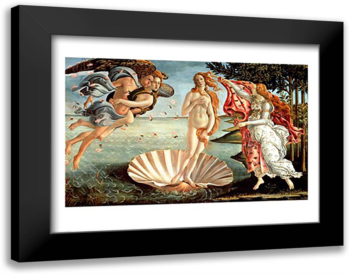 The Birth of Venus 29x23 Black Modern Wood Framed Art Print Poster by Botticelli, Sandro