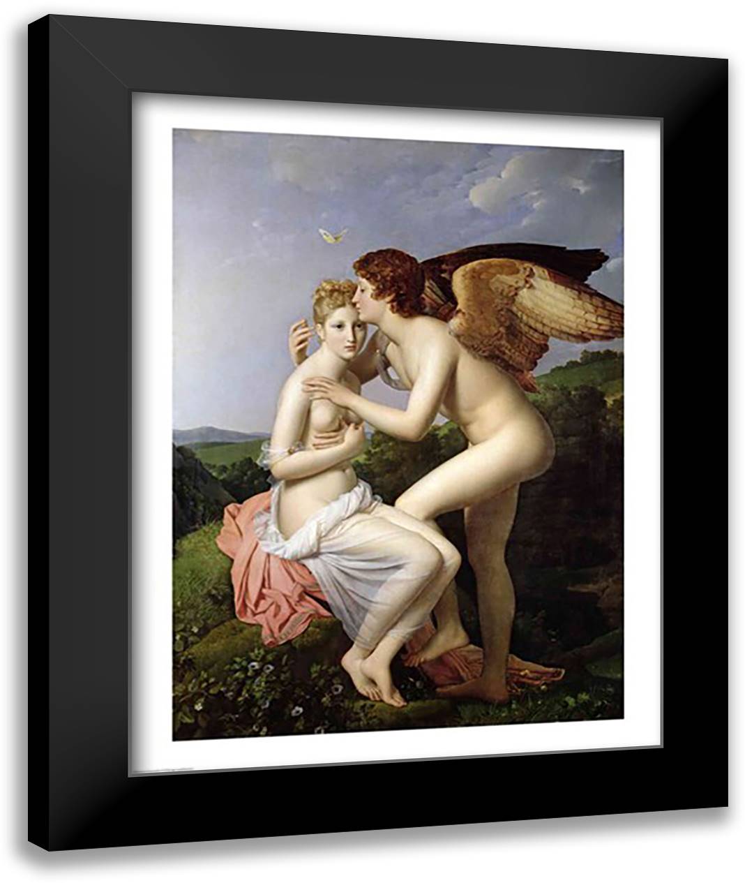 Psyche Receiving the First Kiss of Cupid, 1798 22x28 Black Modern Wood Framed Art Print Poster by Gerard, Francois