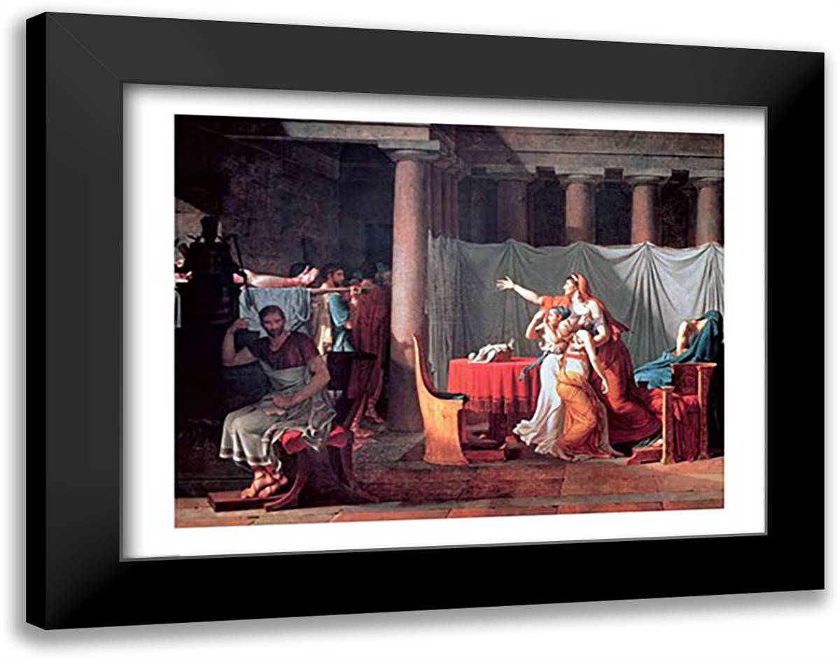 Lictors Bearing to Brutus the Bodies of his Sons, 1789 28x22 Black Modern Wood Framed Art Print Poster by David, Jacques-Louis