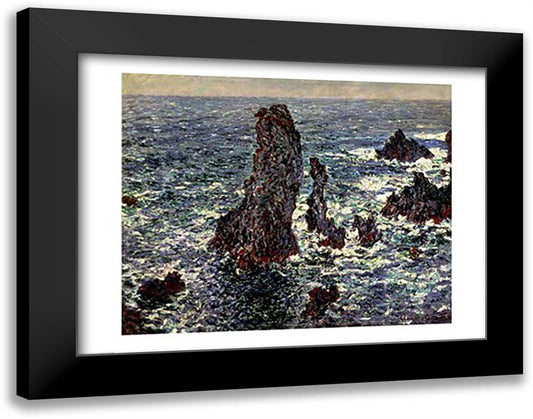 The Rocks at Belle Ile, 1886 28x22 Black Modern Wood Framed Art Print Poster by Monet, Claude