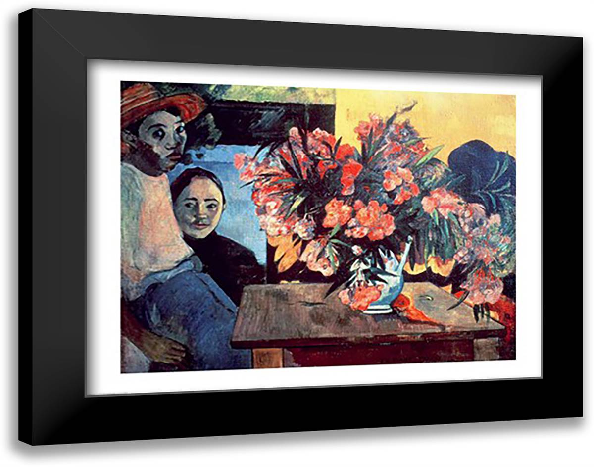 Te Tiare Farani 28x22 Black Modern Wood Framed Art Print Poster by Gauguin, Paul