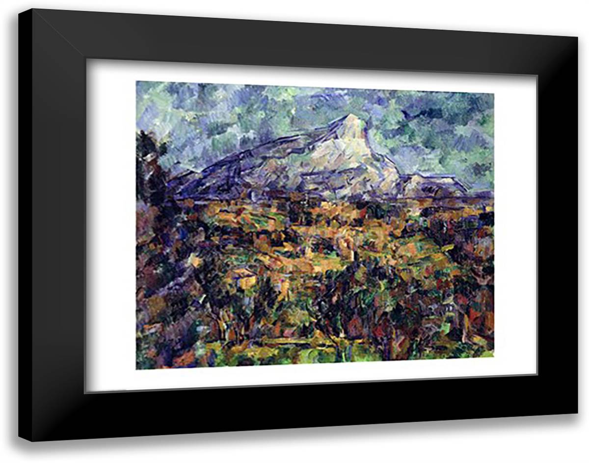 Mont Sainte-Victoire 28x22 Black Modern Wood Framed Art Print Poster by Cezanne, Paul