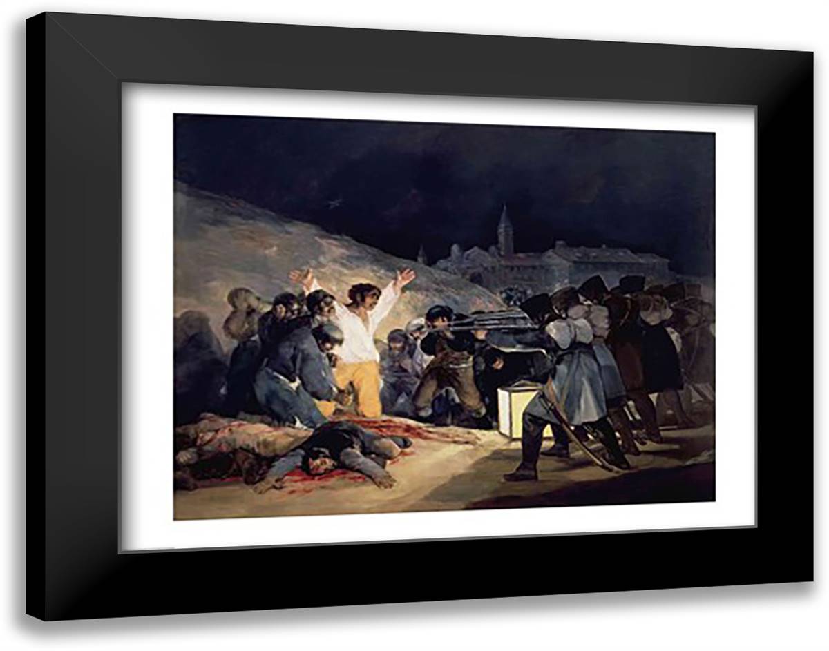 Execution of the Defenders of Madrid 28x22 Black Modern Wood Framed Art Print Poster by Goya, Francisco De