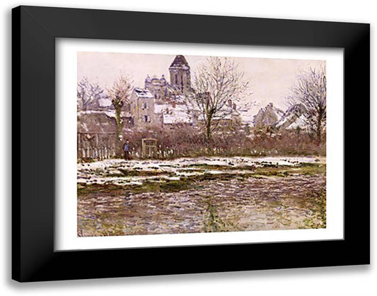 The Church at Vetheuil under Snow, 1878-79 28x22 Black Modern Wood Framed Art Print Poster by Monet, Claude