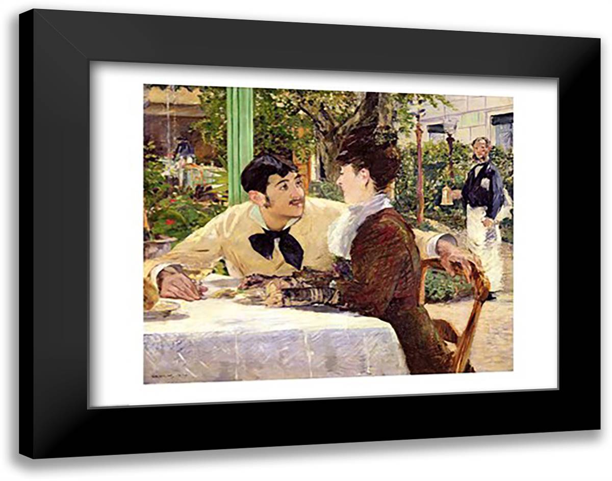 The Garden of Pere Lathuille, 1879 28x22 Black Modern Wood Framed Art Print Poster by Manet, Edouard