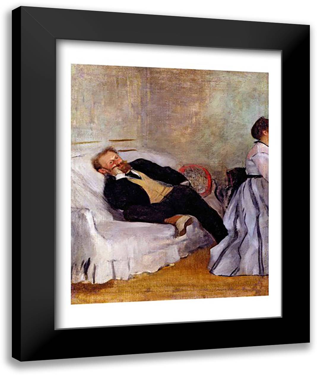 Monsieur and Madame Edouard Manet 22x28 Black Modern Wood Framed Art Print Poster by Degas, Edgar