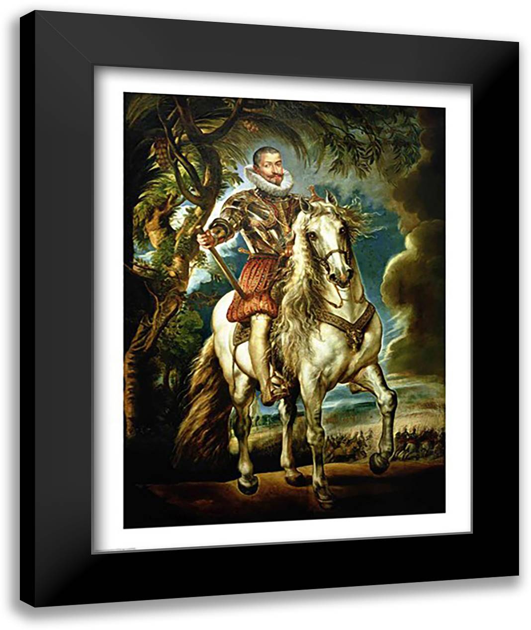Equestrian portrait of the Duke of Lerma 22x28 Black Modern Wood Framed Art Print Poster by Rubens, Peter Paul