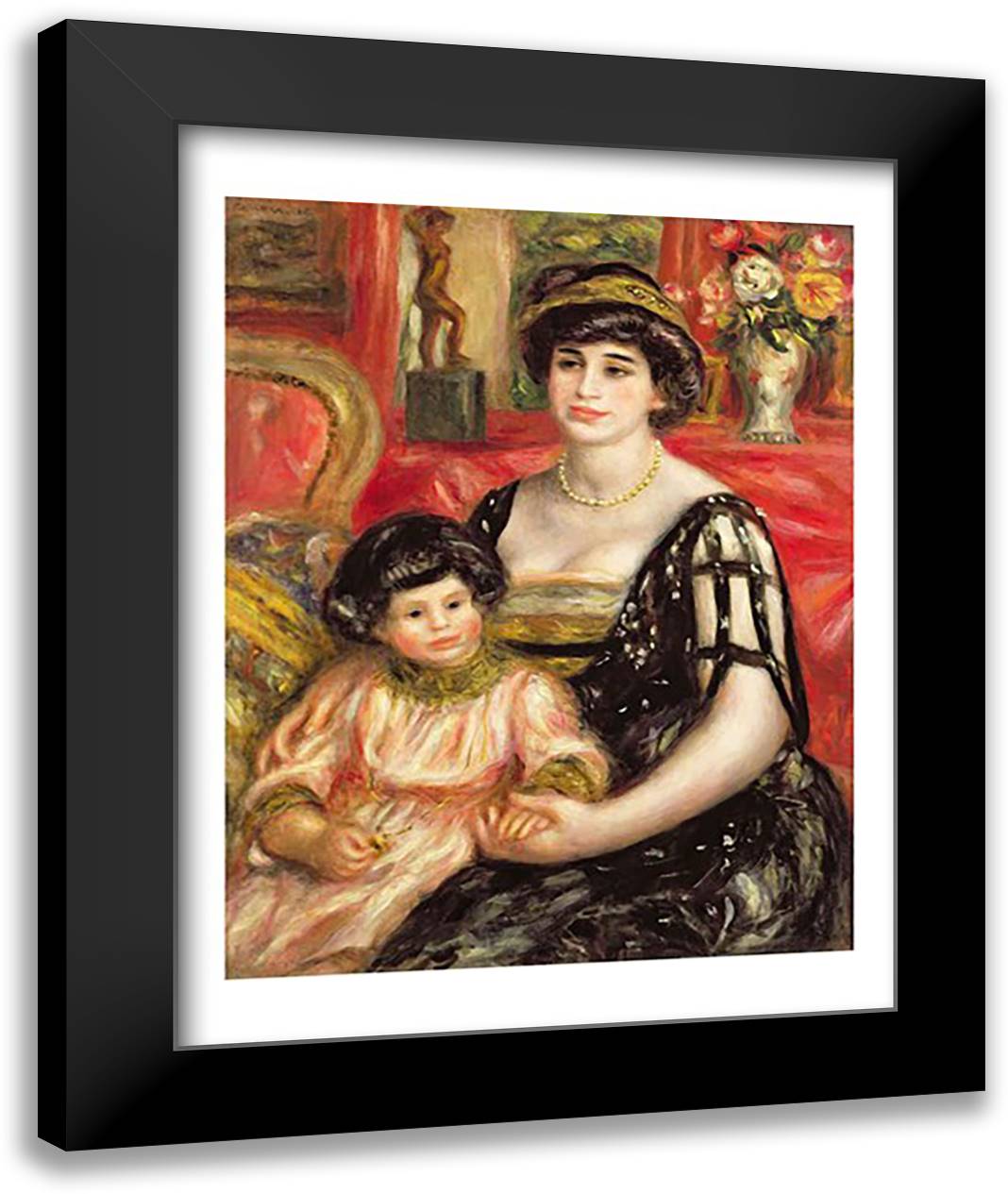 Madame Josse Bernheim-Jeune and her Son Henry, 1910 22x28 Black Modern Wood Framed Art Print Poster by Renoir, Pierre-Auguste