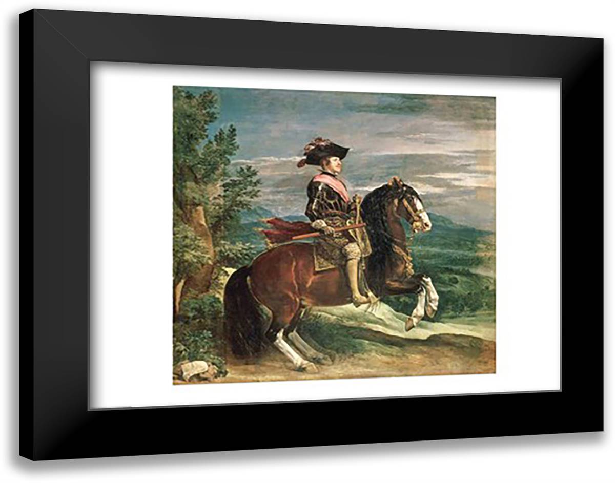 Equestrian Portrait of Philip IV 28x22 Black Modern Wood Framed Art Print Poster by Velazquez, Diego