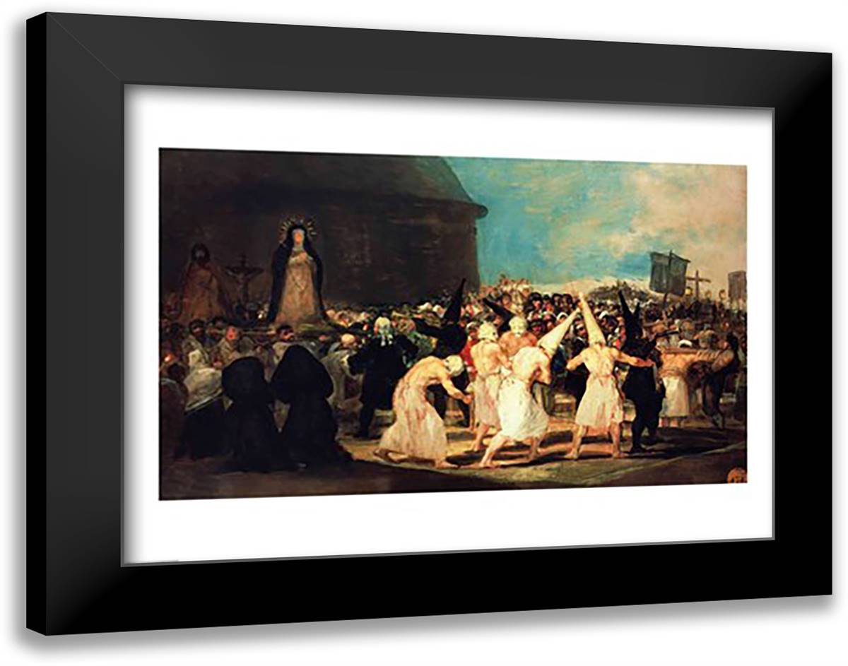 Procession of Flagellants, 1815-19 28x22 Black Modern Wood Framed Art Print Poster by Goya, Francisco De