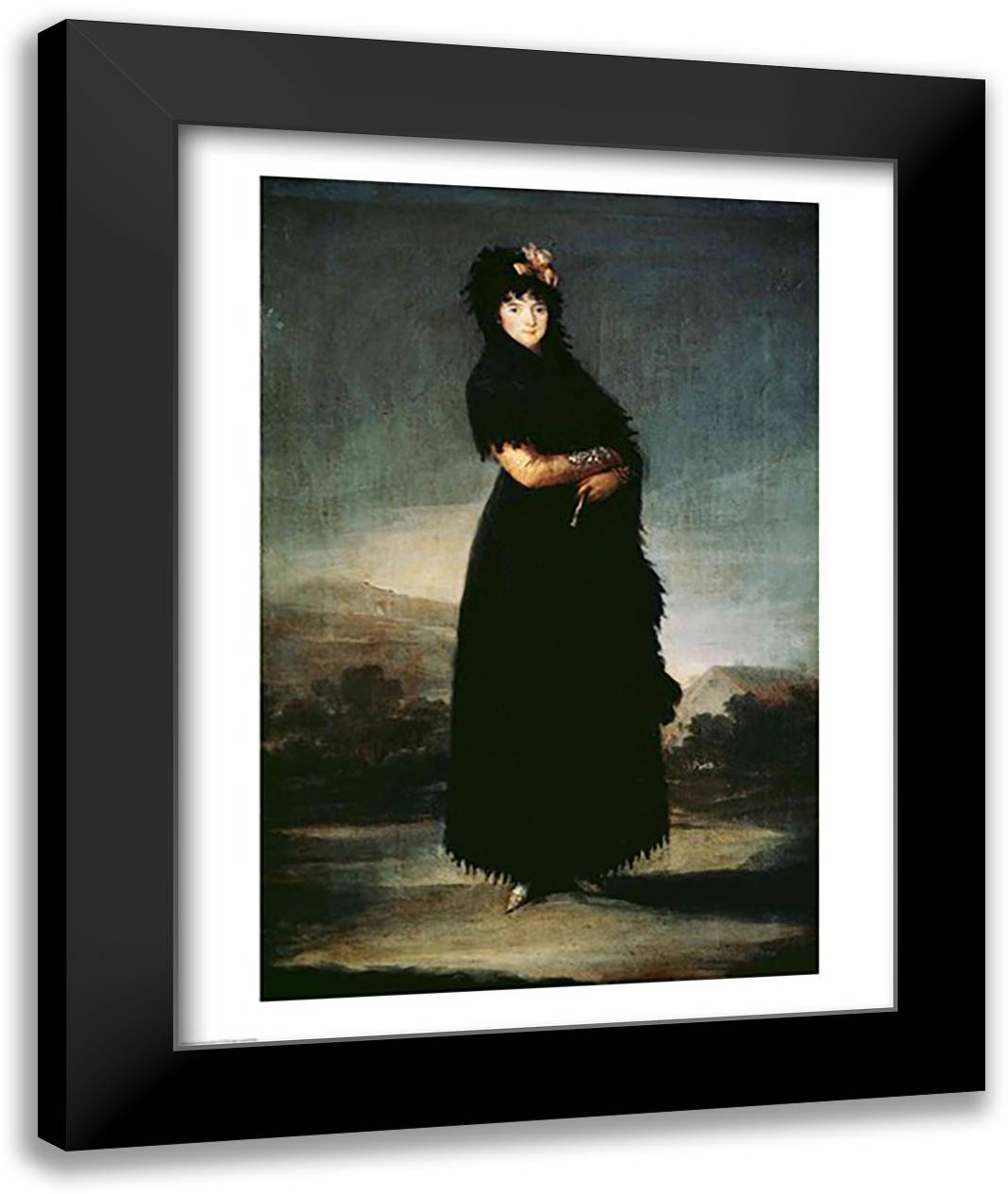 Mariana Waldstein 9th Marquesa of Santa Cruz 22x28 Black Modern Wood Framed Art Print Poster by Goya, Francisco De