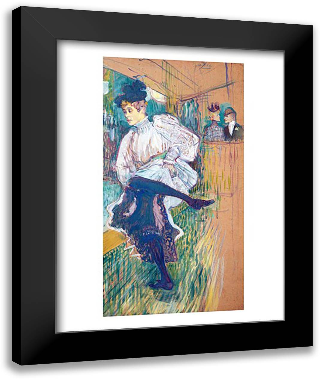 Jane Avril Dancing 22x28 Black Modern Wood Framed Art Print Poster by Toulouse-Lautrec, Henri de