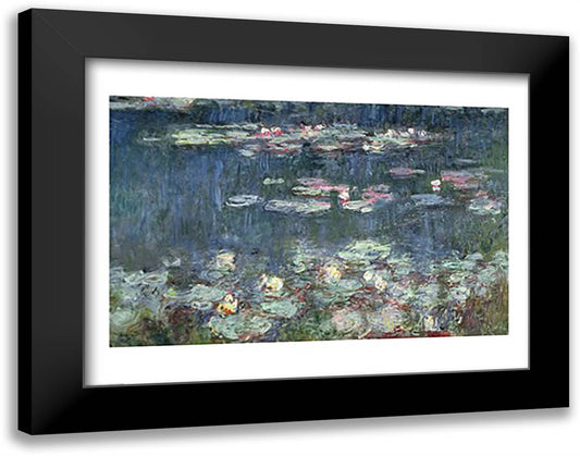 Waterlilies: Green Reflections, 1914-18 28x22 Black Modern Wood Framed Art Print Poster by Monet, Claude