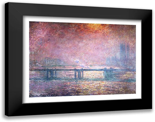 The Thames at Charing Cross, 1903 28x22 Black Modern Wood Framed Art Print Poster by Monet, Claude