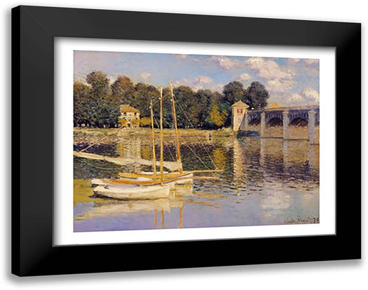 The Bridge at Argenteuil, 1874 28x22 Black Modern Wood Framed Art Print Poster by Monet, Claude