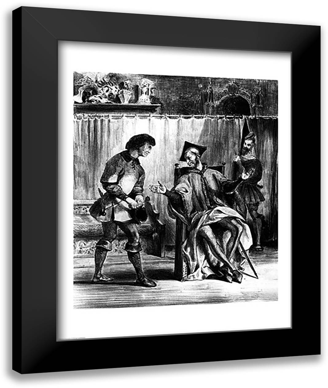 Mephistopheles and the Pupil, from Goethe's Faust 22x28 Black Modern Wood Framed Art Print Poster by Delacroix, Eugene