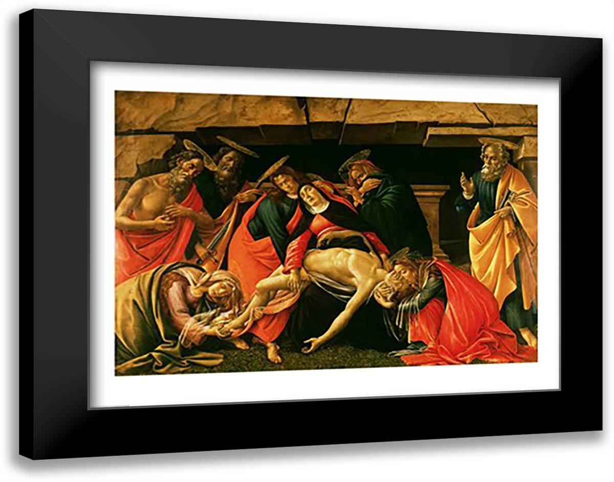 Lamentation of Christ. c.1490 28x22 Black Modern Wood Framed Art Print Poster by Botticelli, Sandro