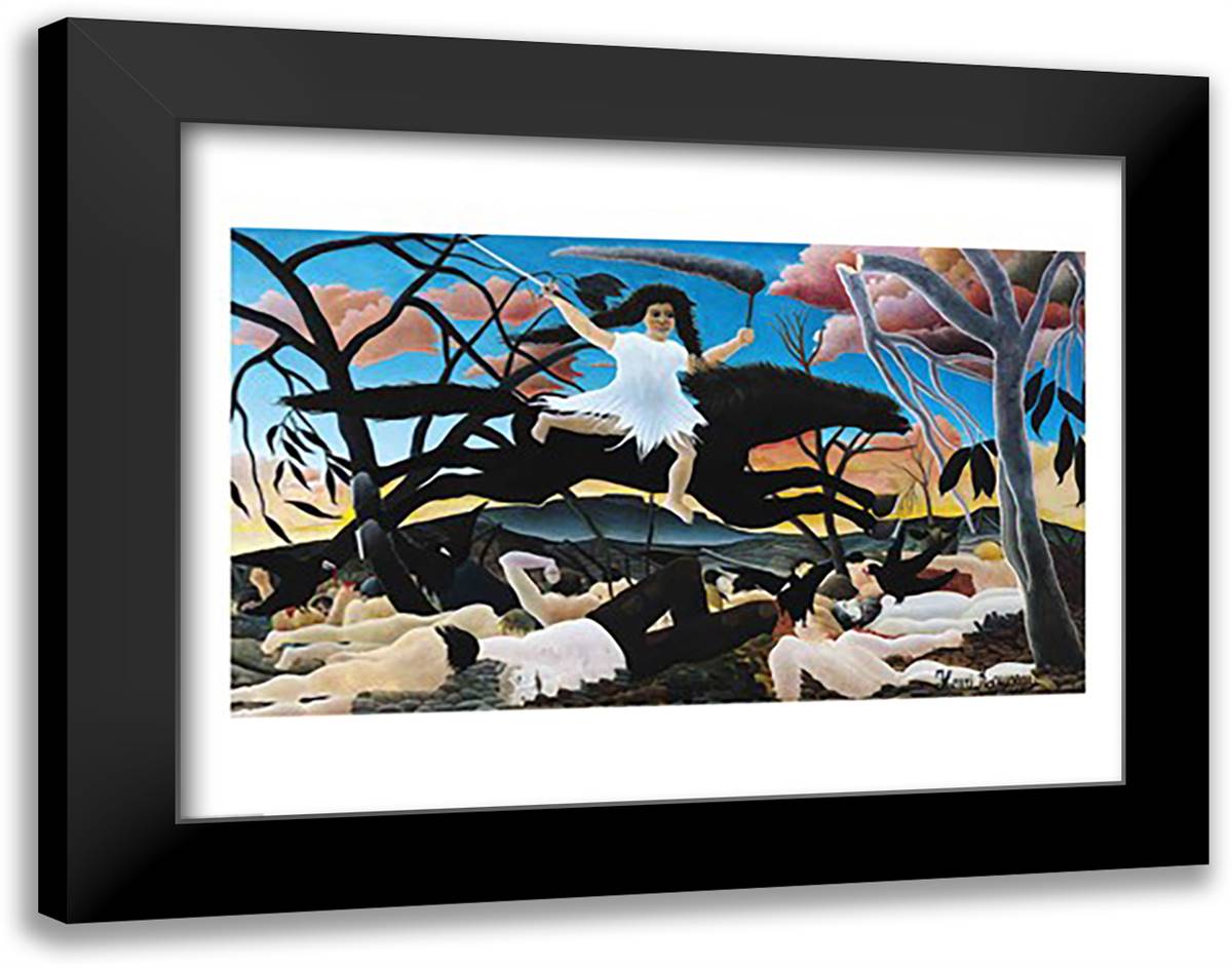 War 28x22 Black Modern Wood Framed Art Print Poster by Rousseau, Henri