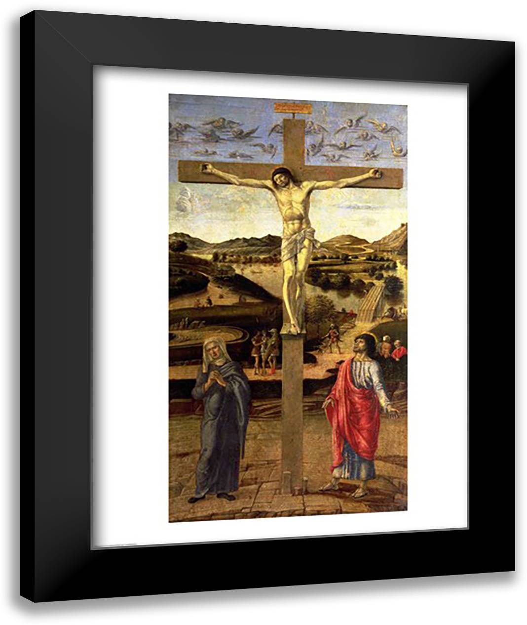The Crucifixion 22x28 Black Modern Wood Framed Art Print Poster by Bellini, Giovanni