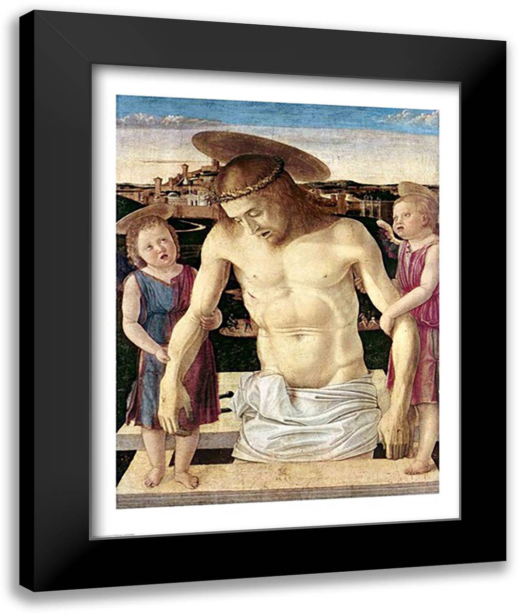 Pieta 22x28 Black Modern Wood Framed Art Print Poster by Bellini, Giovanni