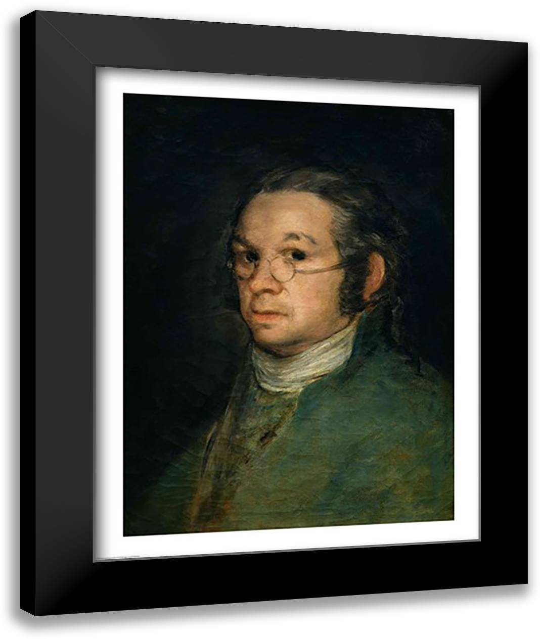 Self portrait with spectacles, c.1800 22x28 Black Modern Wood Framed Art Print Poster by Goya, Francisco De