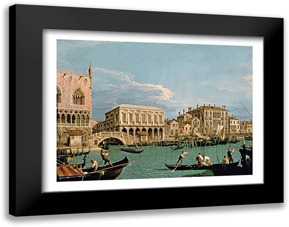Bridge of Sighs, Venice 28x22 Black Modern Wood Framed Art Print Poster by Canaletto, Giovanni Antonio