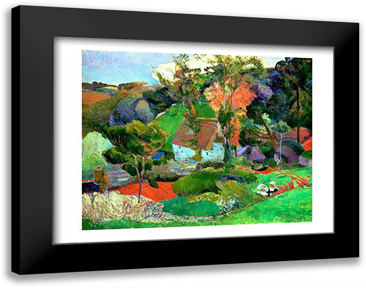 Landscape at Pont Aven, 1888 28x22 Black Modern Wood Framed Art Print Poster by Gauguin, Paul