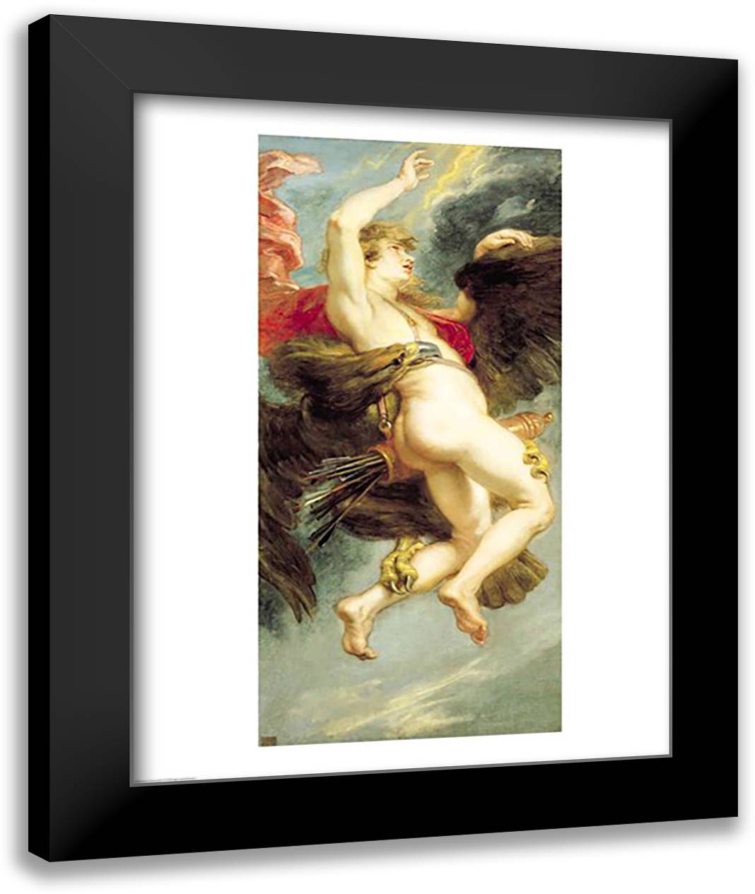 The Abduction of Ganymede 22x28 Black Modern Wood Framed Art Print Poster by Rubens, Peter Paul