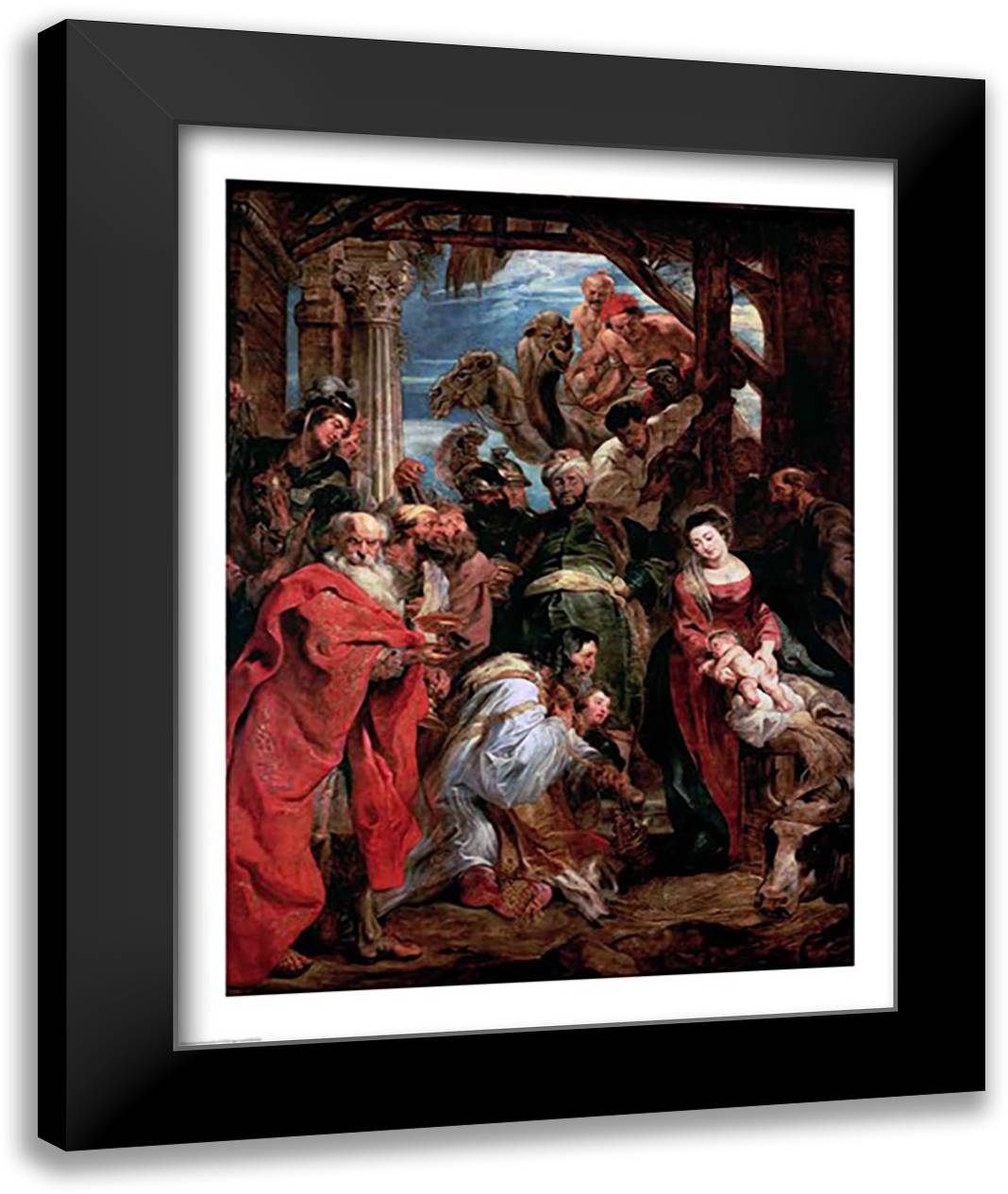 Adoration of the Magi, 1624 22x28 Black Modern Wood Framed Art Print Poster by Rubens, Peter Paul