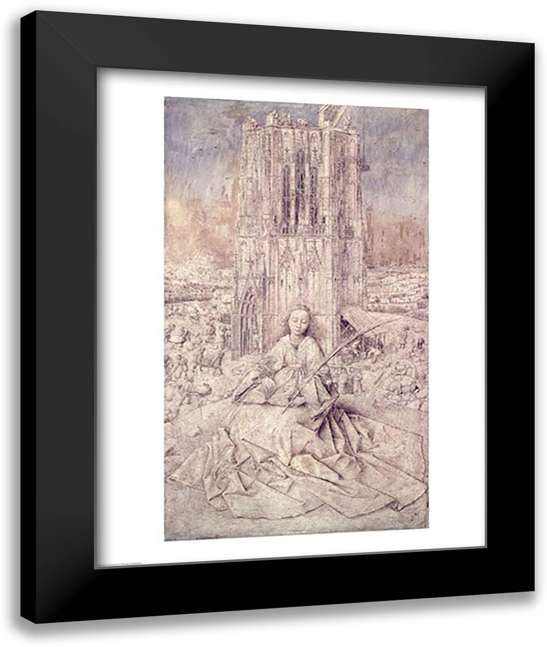 St. Barbara, 1437 22x28 Black Modern Wood Framed Art Print Poster by Eyck, Jan Van