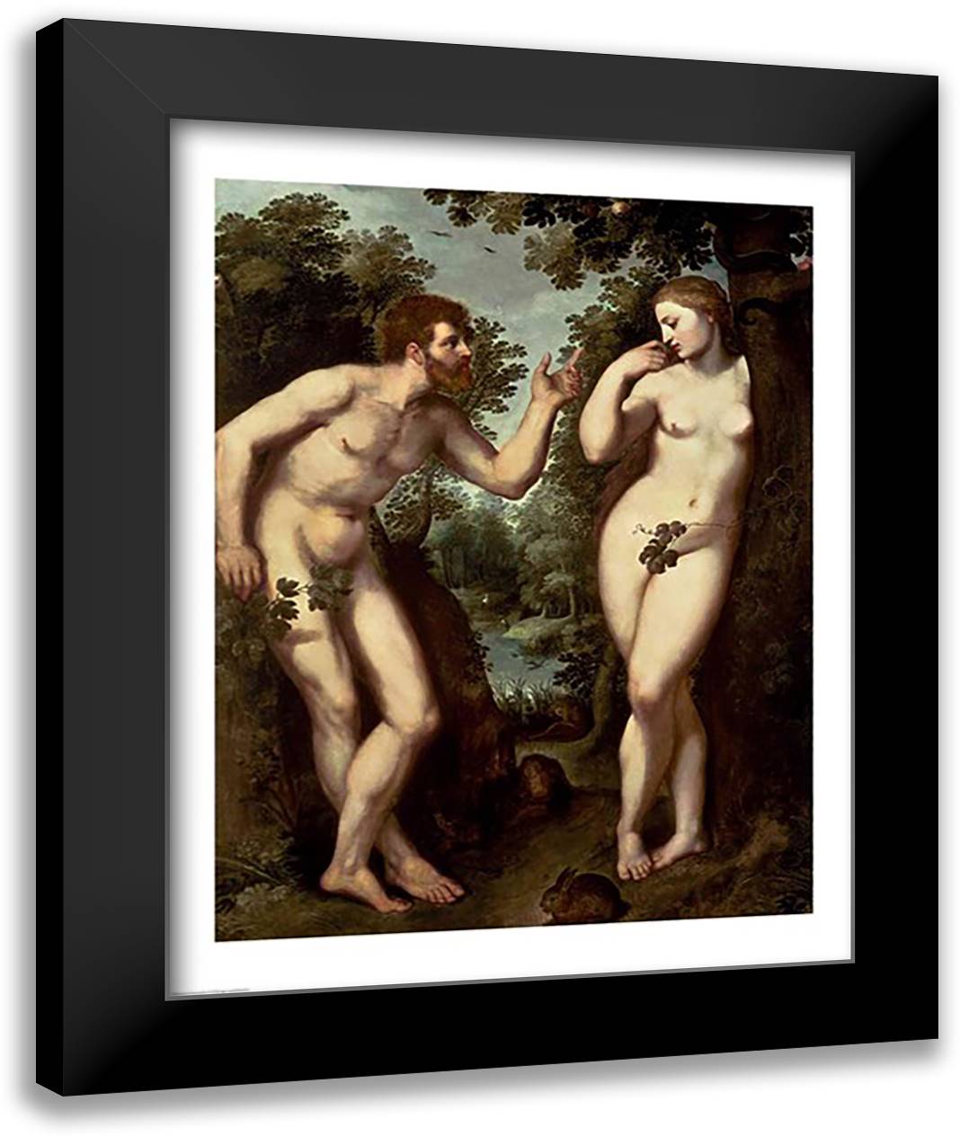 Adam and Eve, c.1599 22x28 Black Modern Wood Framed Art Print Poster by Rubens, Peter Paul