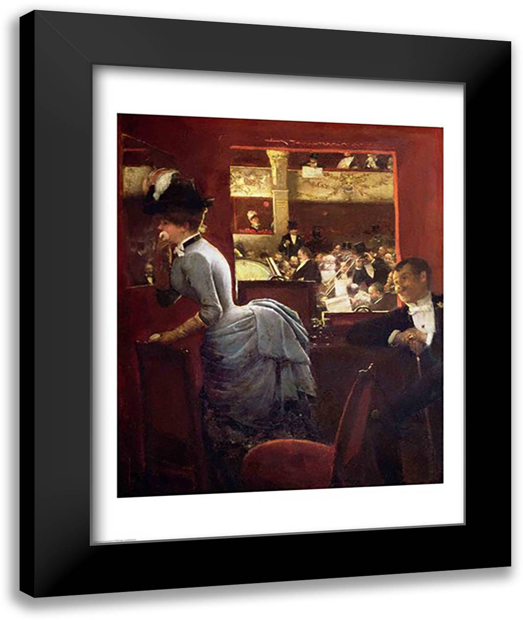 The Box by the Stalls, c.1883 22x28 Black Modern Wood Framed Art Print Poster by Beraud, Jean