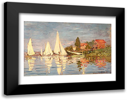 Regatta at Argenteuil, c.1872 28x22 Black Modern Wood Framed Art Print Poster by Monet, Claude