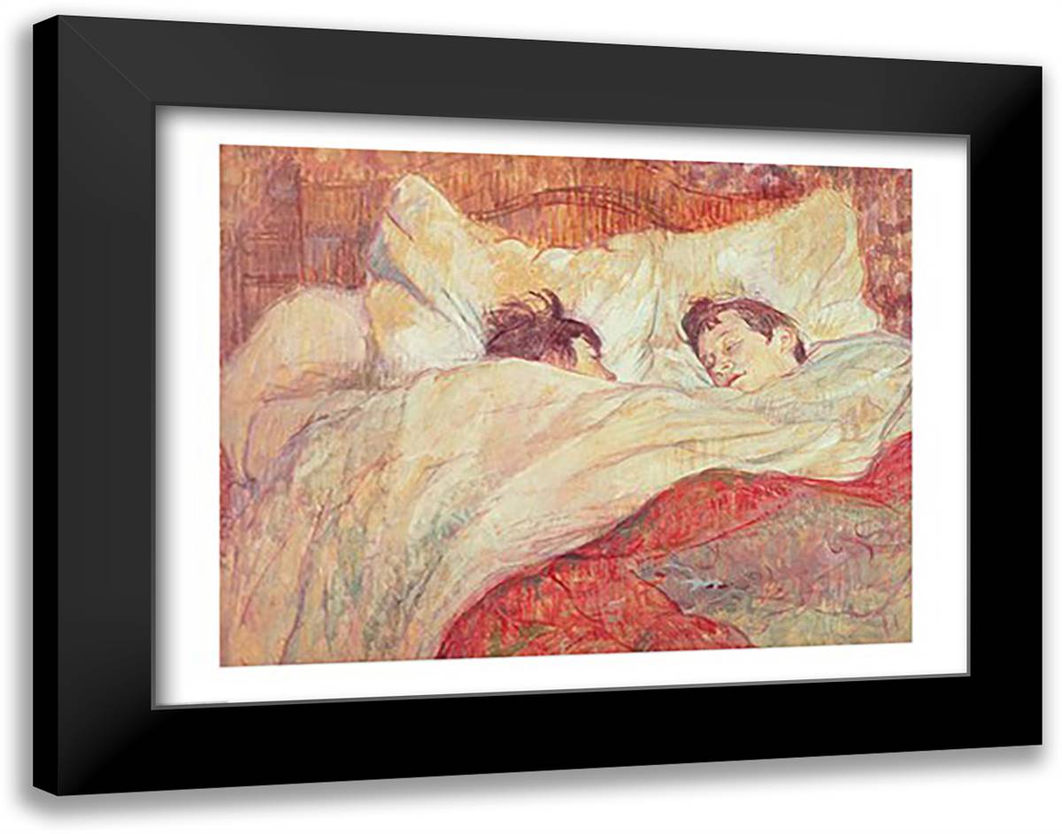 The Bed 28x22 Black Modern Wood Framed Art Print Poster by Toulouse-Lautrec, Henri de