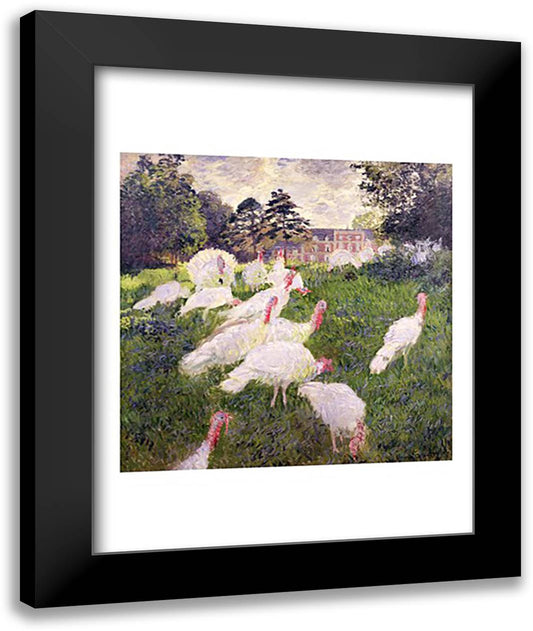 The Turkeys at the Chateau de Rottembourg, Montgeron, 1877 22x28 Black Modern Wood Framed Art Print Poster by Monet, Claude
