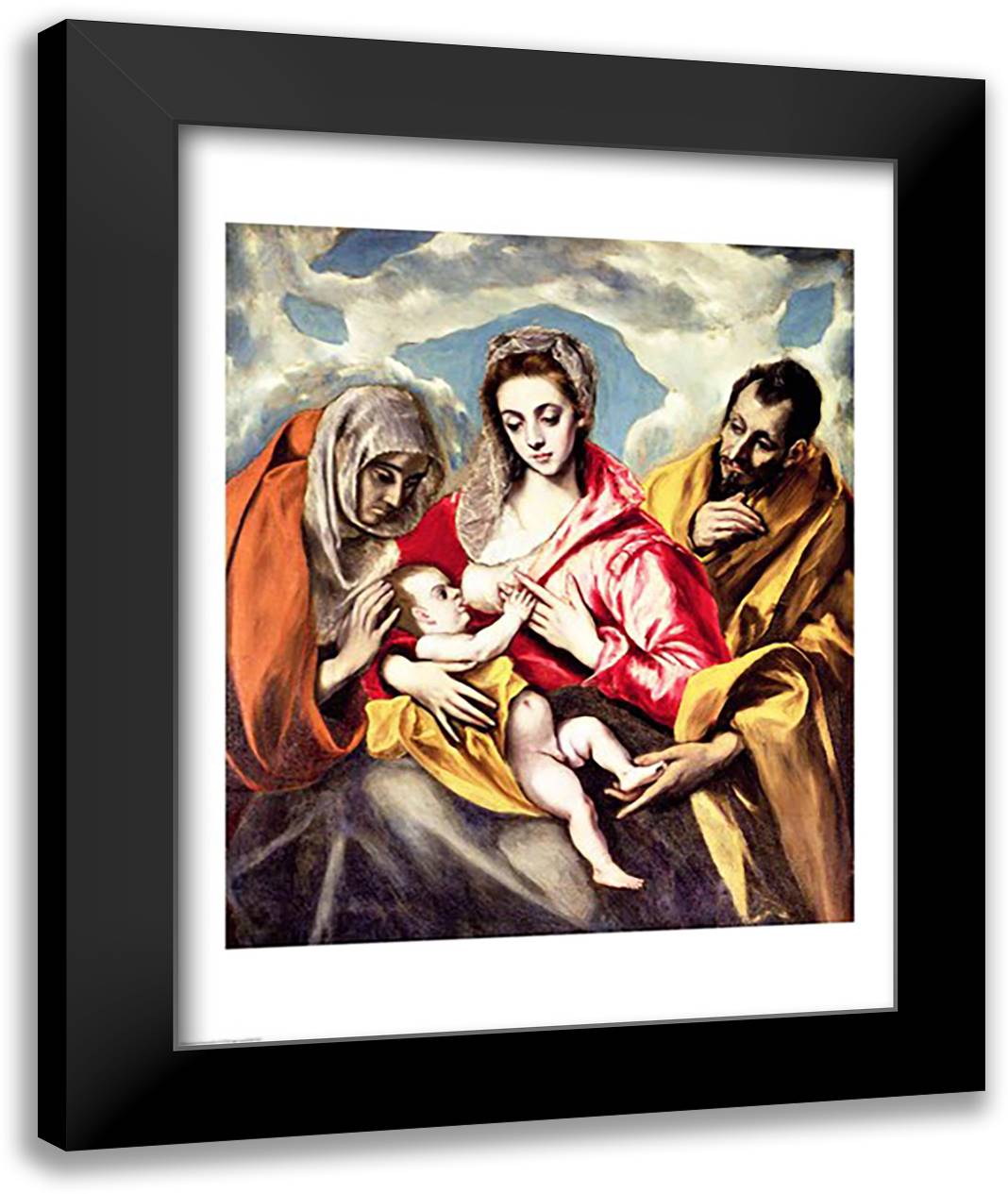 Virgin and Child with SS. Anne and Joseph 22x28 Black Modern Wood Framed Art Print Poster by El Greco