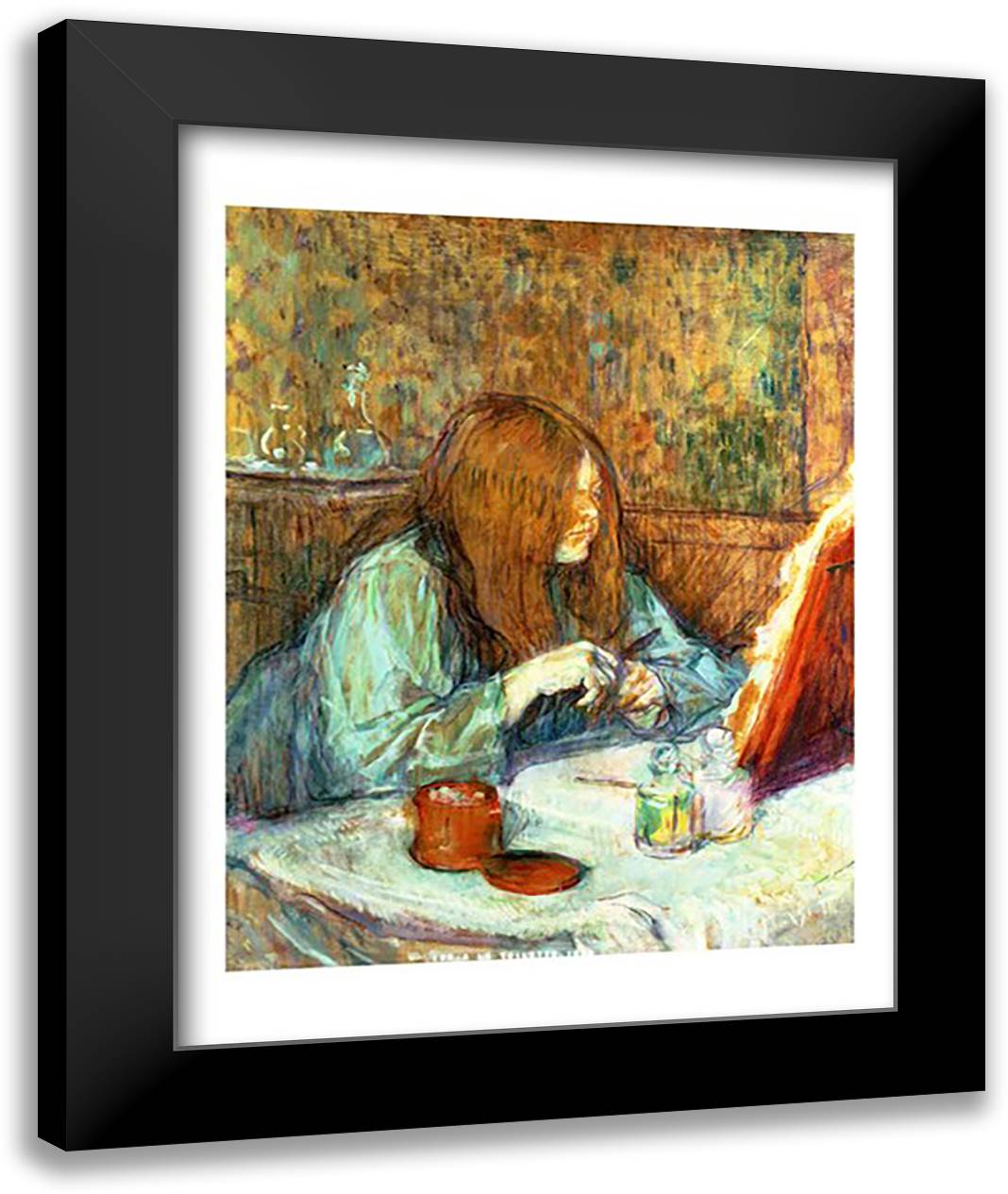 Madame Poupoule at her Toilet, 1898 22x28 Black Modern Wood Framed Art Print Poster by Toulouse-Lautrec, Henri de
