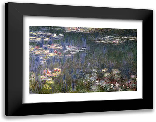 Waterlilies: Green Reflections, 1914-18 (left section) 28x22 Black Modern Wood Framed Art Print Poster by Monet, Claude