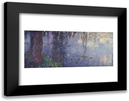 Waterlilies: Morning with Weeping Willows, detail of the left section, 1914-18 28x22 Black Modern Wood Framed Art Print Poster by Monet, Claude