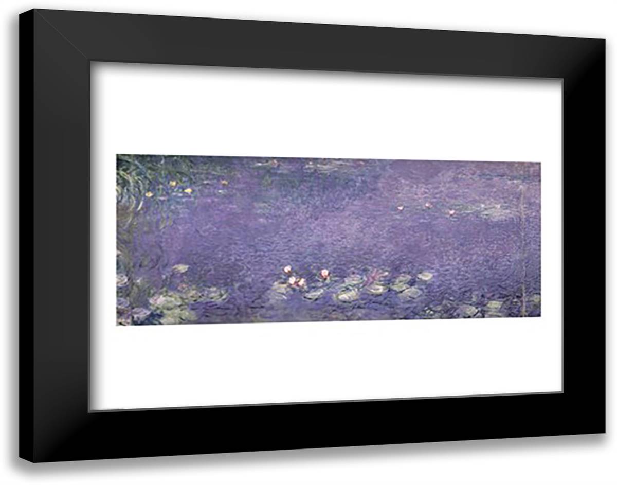 Waterlilies: Morning, 1914-18 (centre left section) 28x22 Black Modern Wood Framed Art Print Poster by Monet, Claude