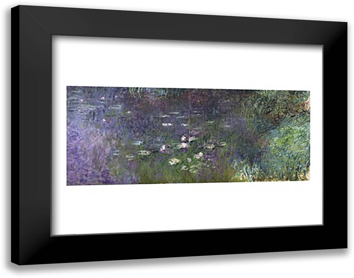 Waterlilies: Morning, 1914-18 (right section) 28x22 Black Modern Wood Framed Art Print Poster by Monet, Claude