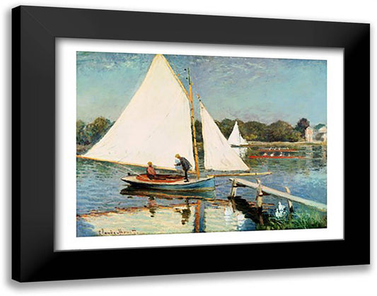 Sailing at Argenteuil, c.1874 28x22 Black Modern Wood Framed Art Print Poster by Monet, Claude