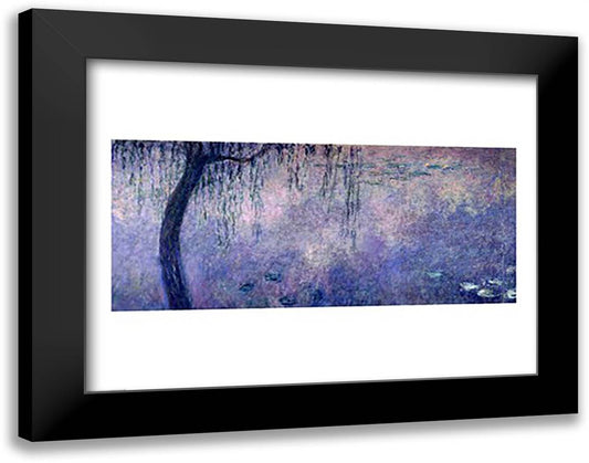 Waterlilies: Two Weeping Willows, left section, 1914-18 28x22 Black Modern Wood Framed Art Print Poster by Monet, Claude