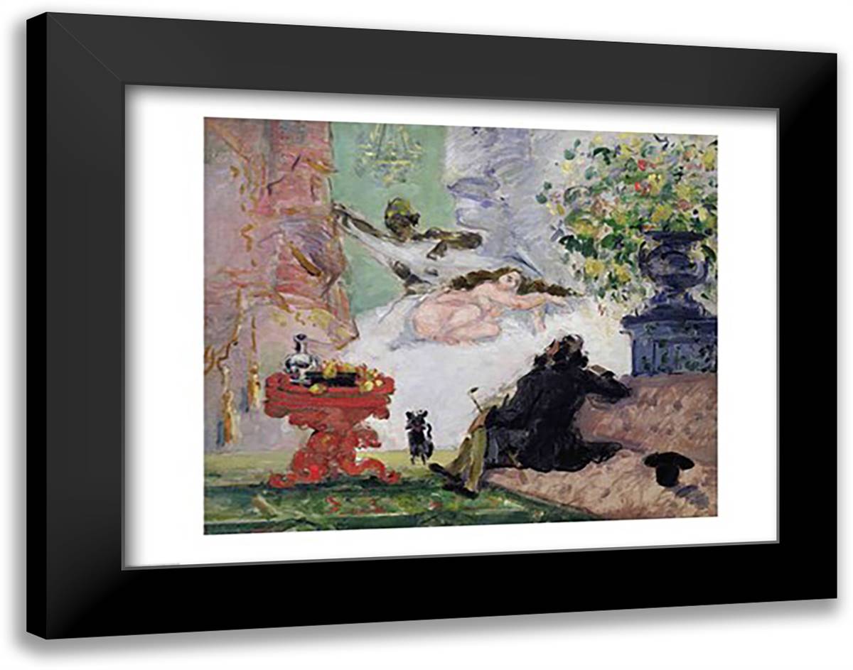 A Modern Olympia, 28x22 Black Modern Wood Framed Art Print Poster by Cezanne, Paul
