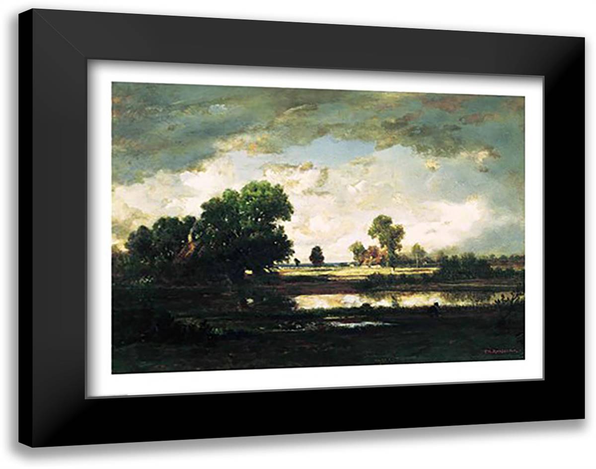 The Pool with a Stormy Sky 28x22 Black Modern Wood Framed Art Print Poster by Rousseau, Henri