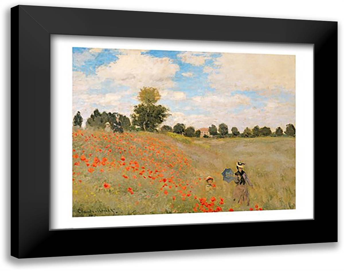 Wild Poppies, near Argenteuil (Les Coquelicots: environs d'Argenteuil), 1873 28x22 Black Modern Wood Framed Art Print Poster by Monet, Claude