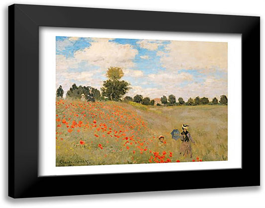 Wild Poppies, near Argenteuil (Les Coquelicots: environs d'Argenteuil), 1873 28x22 Black Modern Wood Framed Art Print Poster by Monet, Claude